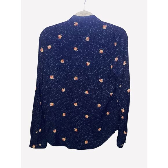 Obey Propaganda Navy Floral Polka Dot Button Down Shirt Size Large Long Sleeve - Picture 3 of 6